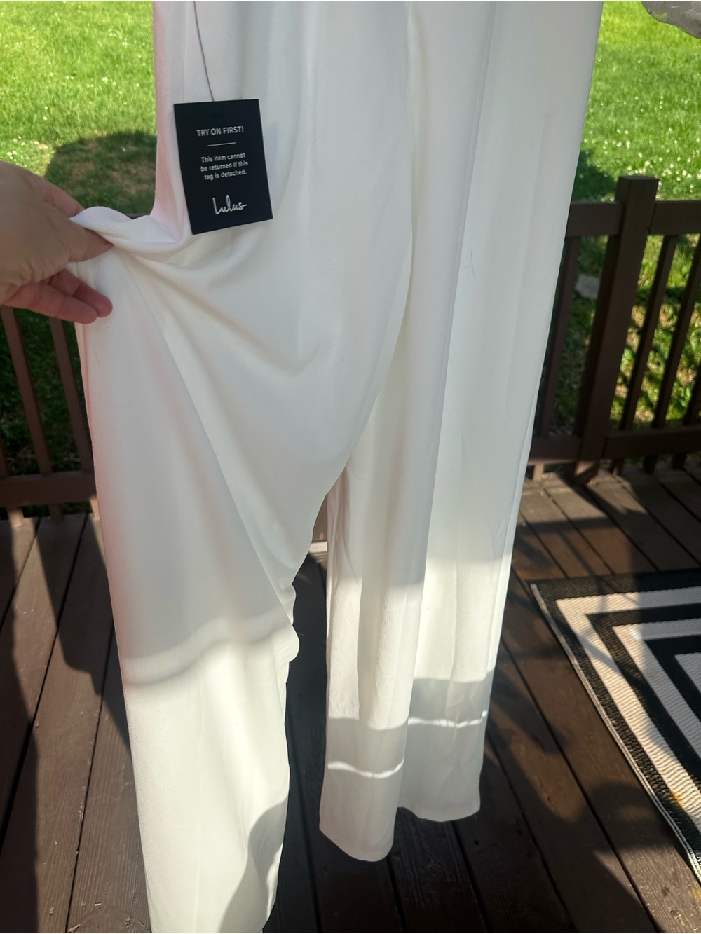 Lulu's Wedding White Floral-Embroidered Sheer-Sleeve Jumpsuit - Picture 6 of 6